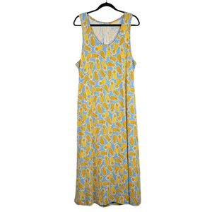 UGG by Koolaburra Blue & Yellow Pineapple‎ Print Tank Top Summer Dress Size XL